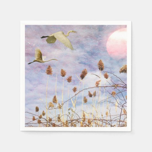 海岸沿いの鳥 スタンダードカクテルナプキン (正面)