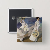 海岸沿いを散歩， 1909 缶バッジ (正面&裏面)