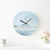 海岸沿モダン岸ビーチ結婚記念日 ラージ壁時計 (ホーム)