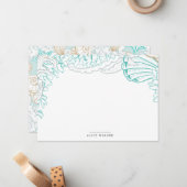 海岸沿岸ターコイズ文房具ノートカード ノートカード (正面/裏面インサイチュ)