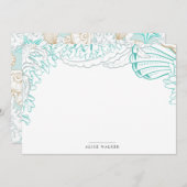 海岸沿岸ターコイズ文房具ノートカード ノートカード (正面/裏面)