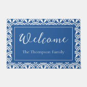 海岸波パターン – 白い蓮 ドアマット (正面)