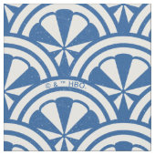 海岸波パターン – 白い蓮 ファブリック (クローズアップ)