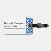 海岸波パターン – 白い蓮 ラゲッジタグ (裏面横)