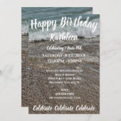 海岸波砂誕生日招待状 招待状 (正面/裏面)