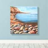 海岸海岸の岩の海 キャンバスプリント (インサイチュ (ウッドフロア))