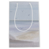 海岸海岸線ビーチ水彩中抱き枕 ミディアムペーパーバッグ (正面)