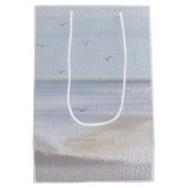 海岸海岸線ビーチ水彩中抱き枕 ミディアムペーパーバッグ (裏面)