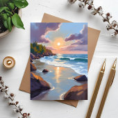 海岸海洋岸辺のビーチ 水彩画 ポストカード