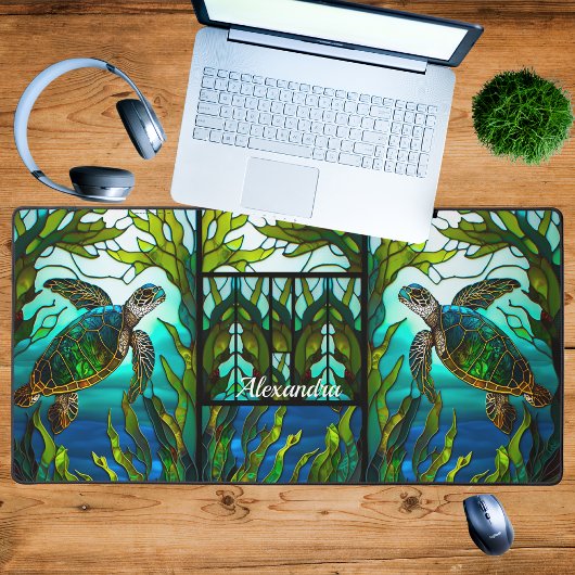 海岸熱帯性アクアグリーンブルーシーウミガメ デスクマット