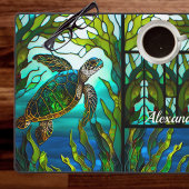 海岸熱帯性アクアグリーンブルーシーウミガメ デスクマット