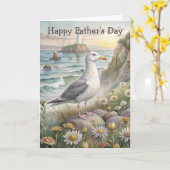 海岸父の日のカモメ カード (黄色い花)