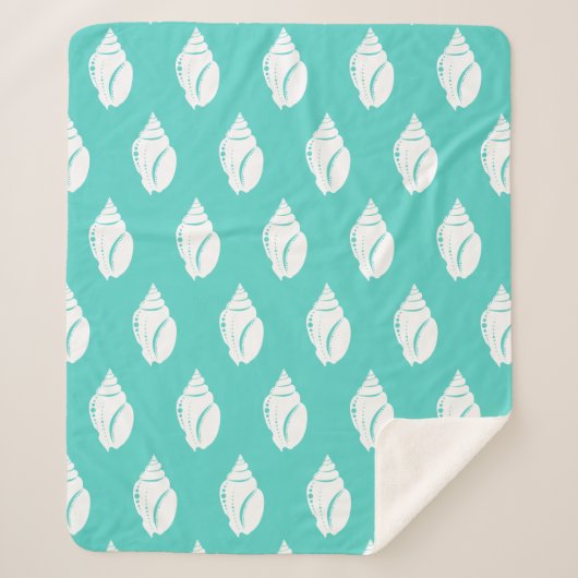 海岸白い貝殻とシーグリーン シェルパブランケット (正面)