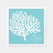 海岸白海サンゴ礁のカップルの名結婚前 スタンダードカクテルナプキン (正面)