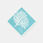 海岸白海サンゴ礁のカップルの名結婚前 スタンダードカクテルナプキン (角)