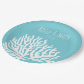 海岸白海サンゴ礁のカップルの名結婚前 ペーパープレート (アングル)