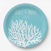 海岸白海サンゴ礁のカップルの名結婚前 ペーパープレート (正面)