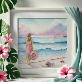 海岸線による水彩画 フォトプリント           