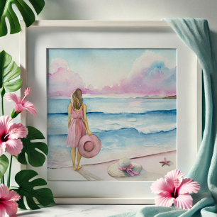 海岸線による水彩画 フォトプリント           