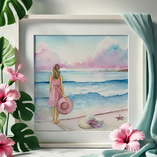 海岸線による水彩画 フォトプリント