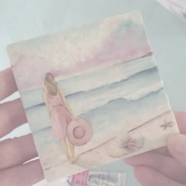 海岸線沿いの水ユニーク色 ストーンコースター