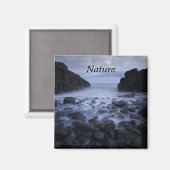 海岸線磁石に沿った小石と海 マグネット (正面/裏面)