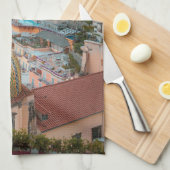 海岸線 |イタリア，アマルフィ海岸，ポジターノ キッチンタオル (四つ折り)
