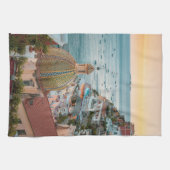 海岸線 |イタリア，アマルフィ海岸，ポジターノ キッチンタオル (横)