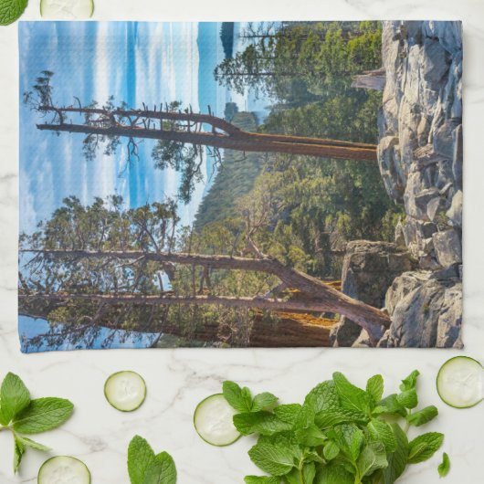 海岸線 カリフォルニア州タホ湖エメラルド湾 キッチンタオル (折り畳み)