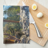 海岸線 カリフォルニア州タホ湖エメラルド湾 キッチンタオル (四つ折り)