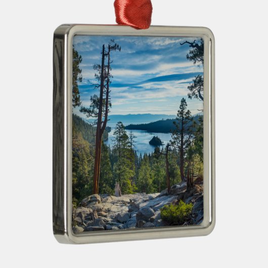 海岸線 カリフォルニア州タホ湖エメラルド湾 メタルオーナメント (右)