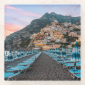 海岸線 |カンパニア（イタリア） ガラスコースター (正面)