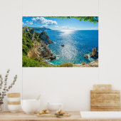 海岸線 |ギリシャ・コルフ，パラアイオカストリッサ ポスター (キッチン)