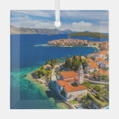 海岸線 |クロアチア、コルクラ島、コルクラ町 ガラスオーナメント (正面)