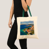 海岸線 |クロアチア、コルクラ島、コルクラ町 トートバッグ (正面(商品))