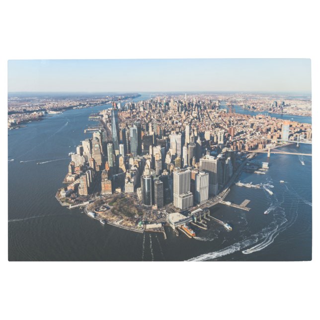 海岸線 |ニューヨーク・マンハッタン メタルプリント (正面)