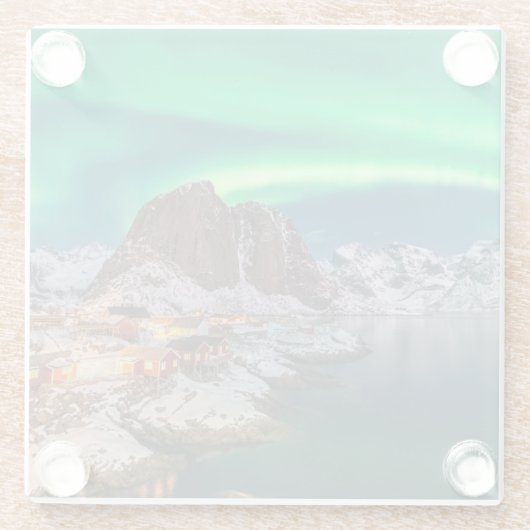 海岸線 |ノルウェー、ハンノイ、ロフテン諸島 ガラスコースター (裏面)