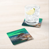 海岸線 |ノルウェー、ハンノイ、ロフテン諸島 スクエアペーパーコースター (インサイチュ)