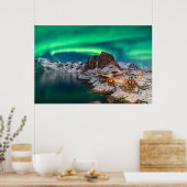 海岸線 |ノルウェー、ハンノイ、ロフテン諸島 ポスター (キッチン)