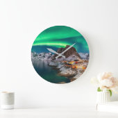 海岸線 |ノルウェー、ハンノイ、ロフテン諸島 ラージ壁時計 (ホーム)