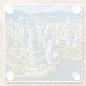 海岸線 |バンクーバー、ブリティッシュコロンビア、カナダ ガラスコースター (裏面)