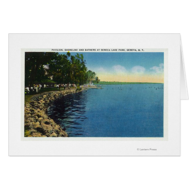 海岸線、パビリオン、泳ぐ人 (正面横)