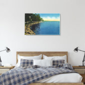 海岸線、パビリオン、泳ぐ人 キャンバスプリント (インサイチュ (寝室))