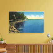 海岸線、パビリオン、泳ぐ人 キャンバスプリント (インサイチュ (リビング))