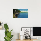 海岸線、パビリオン、泳ぐ人 ポスター (ホームオフィス)