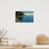 海岸線、パビリオン、泳ぐ人 ポスター (キッチン)