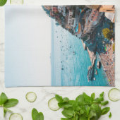 海岸線 |ポジターノイタリア，クリフサイドビレッジ キッチンタオル (折り畳み)