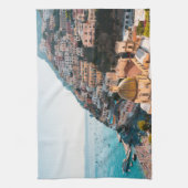 海岸線 |ポジターノイタリア，クリフサイドビレッジ キッチンタオル (縦)