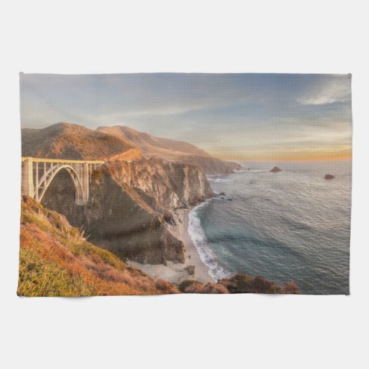 海岸線 | Bixby Bridge, Big Sur California キッチンタオル (横)