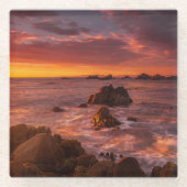 海岸線 | Sunset Pacific Grove Carmel California ガラスコースター (正面)